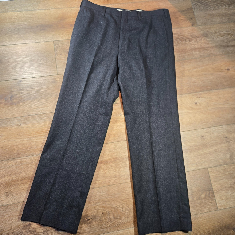 Vintage Jos A Bank Pants Mens 36x30 Black 100% Wool Pleated Cuffed Made USA